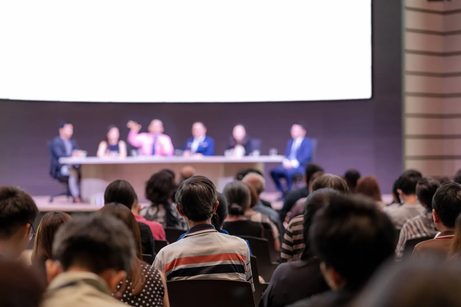 Rear view of audience at a conference